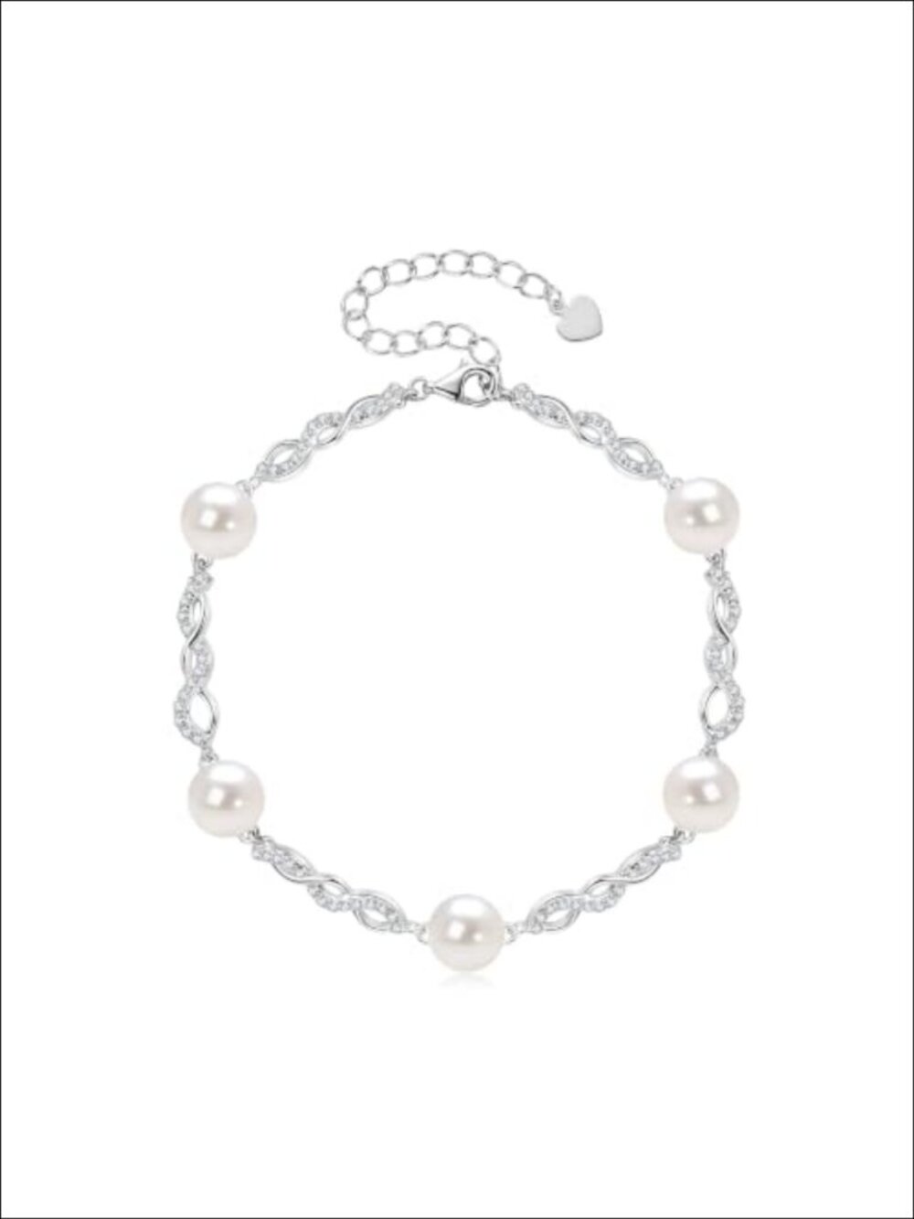 8mm Freshwater Pearl Infinity Bracelet 14K Gold Plated Adjustable Chain